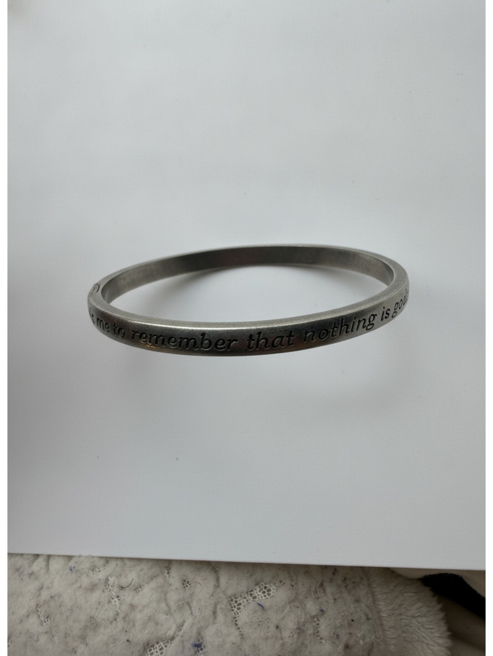 Engraved silver tone bangle bracelet